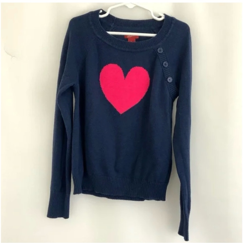 Girl’s Arizona Jean Company Blue Sweater with Pink Heart Size L 10/12